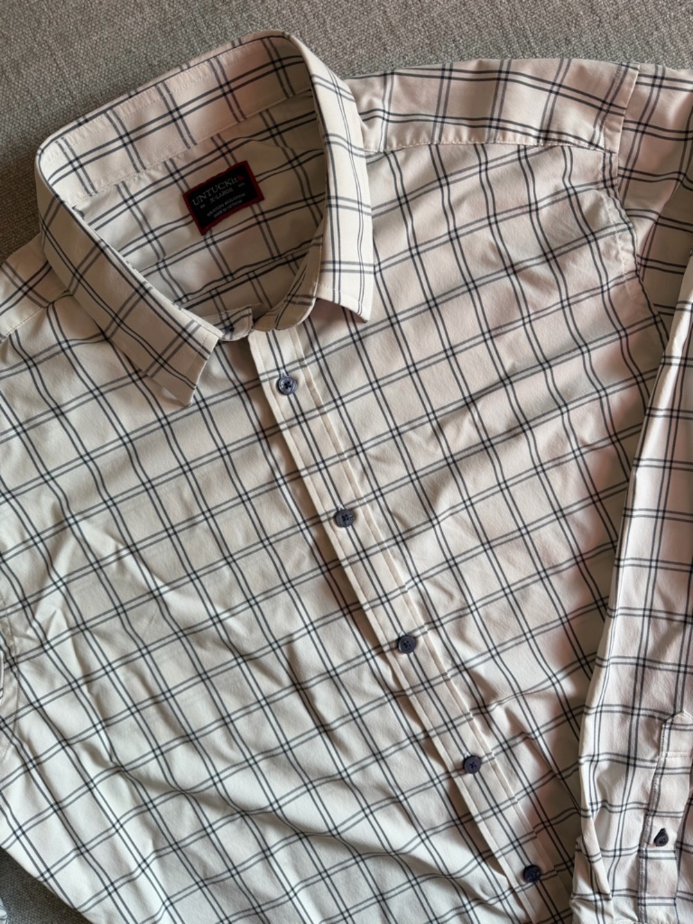 UNTUCKit Tayson Long Sleeve Button Up Shirt white Windowpane plaid check pattern